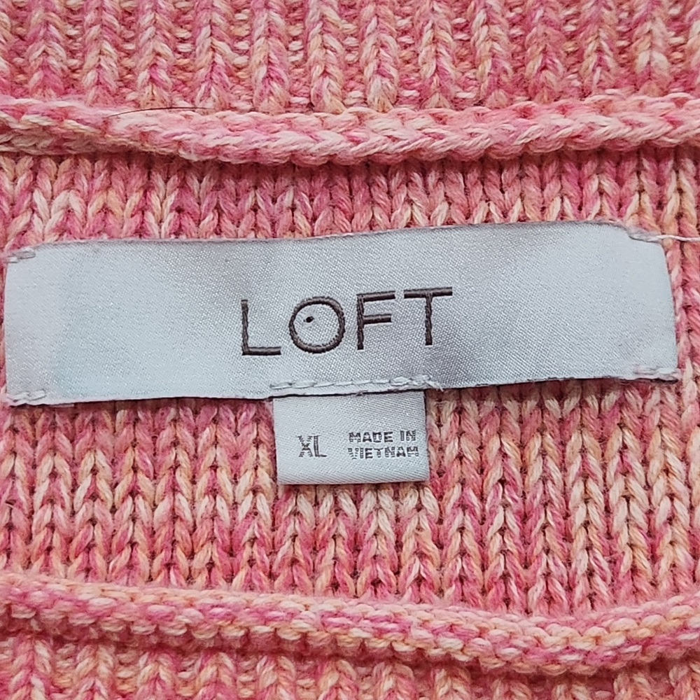 Loft women's coral cotton drop shoulder Sweater sz XL minimalistcore bohocore - Picture 5 of 9
